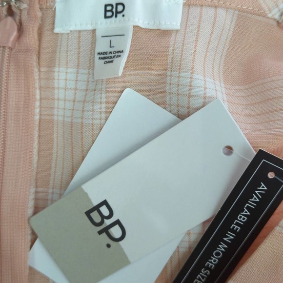 NWT | BP. Square Neck Strappy Coral & White Gingham Dress - Picture 10 of 11